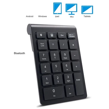 2,4 G/Bluetooth 3.0 Bezdrátová Numerická Klávesnice Numpad 22 Klíče, Digitální Klávesnice pro Účetní Pokladní Přenosný Notebook Tablet