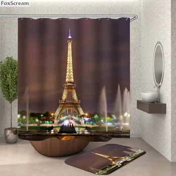Paříž sprcha záclony s háčky koupelna Dekor tkanina sprchový závěs 3d legrační vana závěsy vodotěsné sprchový závěs nebo podložku