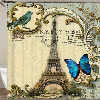 Paříž sprcha záclony s háčky koupelna Dekor tkanina sprchový závěs 3d legrační vana závěsy vodotěsné sprchový závěs nebo podložku