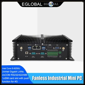 Průmyslové Fanless Mini PC i7 8550U i5 8250U Quad Core 2*DDR4 2*KOM Windows 10 Pro Linux Robustní pracovní Ploše Počítače VGA, HDMI, Wi-fi