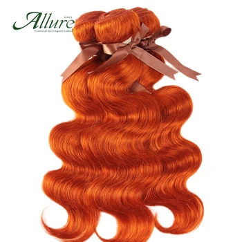 Oranžové Tělo Vlna Svazky S Uzavření Brazilské Remy Lidské Vlasy Svazky S Uzavření Rychlé Doprava Zdarma Vlasy Splétá Allure