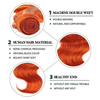 Oranžové Tělo Vlna Svazky S Uzavření Brazilské Remy Lidské Vlasy Svazky S Uzavření Rychlé Doprava Zdarma Vlasy Splétá Allure