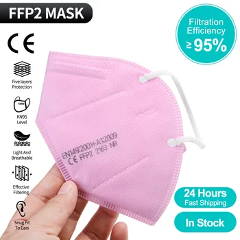 5-100KS Růžové FFP2 Maska Opakovaně Maska KN95 Prachotěsný Ochranná Maska na Obličej 5 Ply Filtr Prodyšné Masky FFP2 Mascarillas KN95 CE
