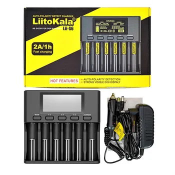 LiitoKala Lii-S6 Baterie nabíječka 18650 Nabíječka 6-Slot Auto-Polarity Detekce Pro 18650 26650 21700 32650 AA AAA baterie