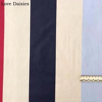 Bavlna kepr NORDIC VÍTR navy beige star víno červené pruhy khaki navy blue stripe tkaniny pro DIY ložní prádlo polštář, ruční práce