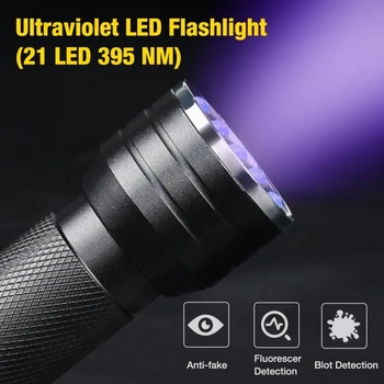 Přenosná Svítilna UV Černé světlo UV Světla 21 pochodeň 395nm Ultrafialové LED linterna Pet Moči Detektor Pro Psí/Kočičí Moči