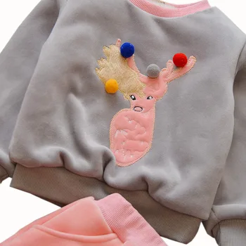 2019 Dívka Chlapec 3ks Sada Oblečení Unisex Roztomilé Kreslené s Kapucí Pravidelné Bundy Kalhoty Zimní Teplé Děti Děti Svetr Sportovní Oblek