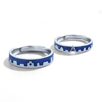 Předsádce Modrá Kapající Prosklené Hrad Otevře Milovníkům Prsteny Pro Ženy, Muže, Romantické Valentýna Dárek 925 Sterling Silver Šperky