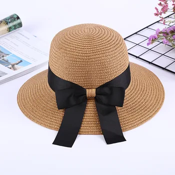 2019 nové letní slunce čepice ženy slaměný klobouk s lukem roleta módní klobouk