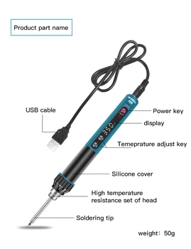 2020 Nové Mini USB Elektrické Pájecí Žehlička Inteligentní Nastavitelná Konstantní Teplota Sleep Funkce LED Displej Přenosný Svařování Nástroj