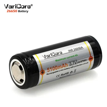 1KS VariCore Ochranu 26650 5100mAh 3.7 V Li-lon Nabíjecí Baterie s PCB 4A 3,6 V Napájecí baterie pro Svítilnu