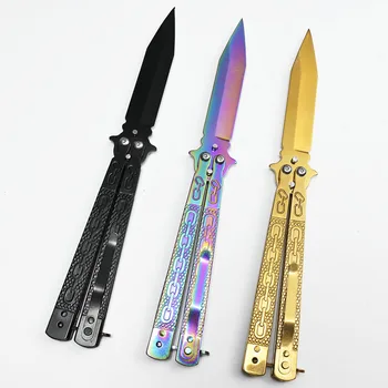 Balisong Motýl nůž , Taktický CS go Gear , Unsharp Čepel Saty Nože ,Trenér Školení Nůž Pro Beginer Přehrávač