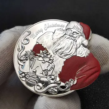 Abnormální Vánoční Santa Claus Barevné Stříbrné Mince, Medaile 2021 Nový Rok Dárky, Pamětní Mince Sněhulák Vánoční Strom