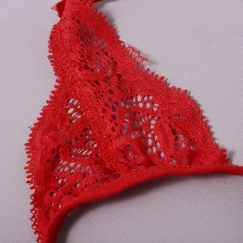 Červená Sexy spodní Prádlo 3 Ks Sada Transparentní Krajky spodní Prádlo Set Podvazkový Porno Babydoll Erotické Oblečení Ženy G-string Kalhotky Kleště
