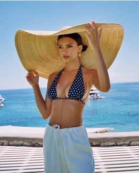 Axi01807 létě fotografoval model módní přehlídka molo 35cm vítr okraj volný čas beach dáma svatební cap ženy holiday sun hat