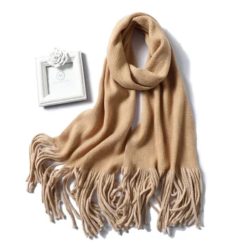 2019 luxusní značky solid cashmere ženy šátek zimní teplé šály a zábaly oboustranné pashmina lady dlouhý střapec tlustou deku