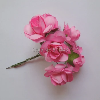 144pcs 2,5 cm Mini Umělé Moruše Papíru Květiny Růže Kytice Pro Scrapbooking Laskavost Box DIY Věnec Dekorace