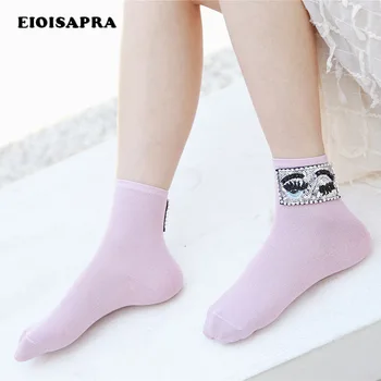 [EIOISAPRA]Zářící Oko Sexy Flitry Lesklé Ponožky Ženy Módní Kreativní Ručně vyráběné Vtipné Ponožky Japonsko Harajuku Nové Calcetines Mujer