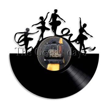 Balerína Tanec Vinyl Záznam Wall Art Noční Lampa LP Hodiny Taneční Studio Vintage Dekor Rock n Roll Pro Baletní Tanečníky