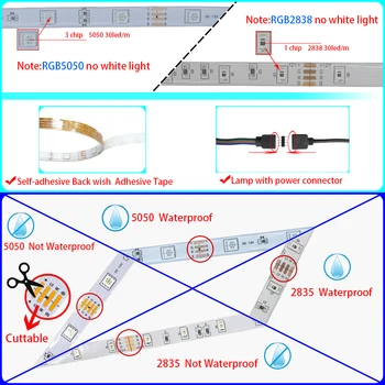 Bluetooth Ovládání LED Strip Světla RGB 5050 Vodotěsný Flexibilní Pásky DC12V 5M 10M 15M 20M Pásku Dioda WiFi, LED Světla