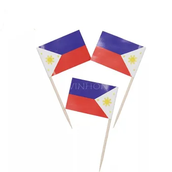 Mini Filipíny párátko Vlajky 300ks Papír Potravin Výběry Cupcake Zavírače Dekorace Ovocný Koktejl Hole Pro Strany