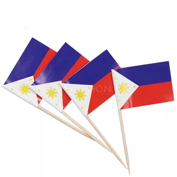 Mini Filipíny párátko Vlajky 300ks Papír Potravin Výběry Cupcake Zavírače Dekorace Ovocný Koktejl Hole Pro Strany