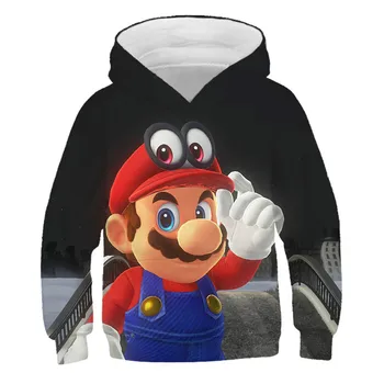 3D Mario bláznivé dobrodružství, hra chlapců a dívek sonic, zábava Mikina oblečení, dětské animace, street wear