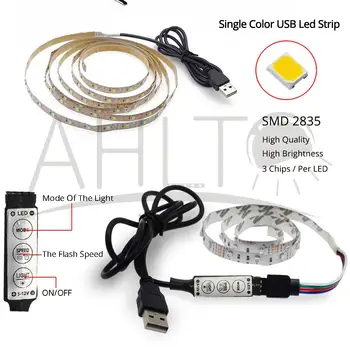 USB SMD2835 RGB DC 12V Led pásek NENÍ Vodotěsný Flexibilní Neon Kabel Osvětlení Místnosti Dekor Svatební Tv Domácí Vánoční Osvětlení Nástěnné Svítidlo