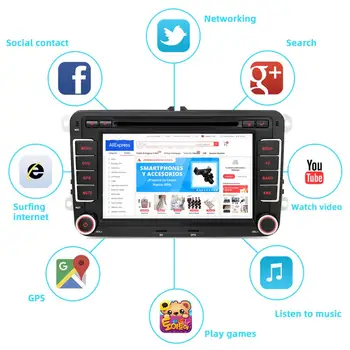 Android 10.0 2 Din Auto DVD Pro Volkswagen Golf/Tiguan/Škoda/Fabia/Rapid/Seat/Leon WIFI BT GPS Navigace multimediální přehrávač