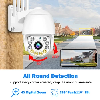1080P IP Kamera WiFi CCTV Kamera Venkovní Inteligentní Home Security Camera 4X Digitální Zoom, Barevné Noční Vidění Automatické Sledování CamHi APLIKACE