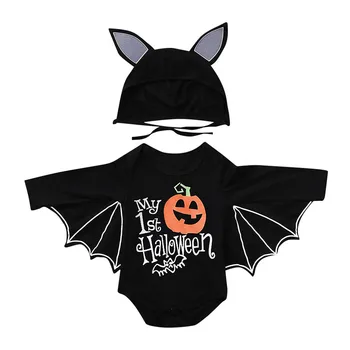 Děti Halloween Oblečení Batole Novorozence Chlapci Dívky Halloween Cosplay Kostým Romper Kombinézu+Čepici, Oblečení Děti Oblečení