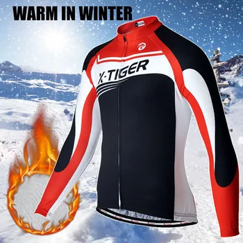 X-Tiger Pro Dlouhý Rukáv Zimní Tepelné Rouno Cyklistický Dres MTB Cyklistické Oblečení Maillot Ropa Ciclismo Invierno Cyklistické Oblečení