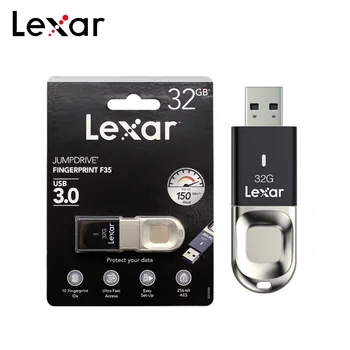 Původní Lexar F35 Rozpoznávání Otisků prstů 128GB USB Flash Disk, USB 3.0 Memory Stick 32GB 64GB Vysoká Rychlost 150 mb/S Mini U Disk