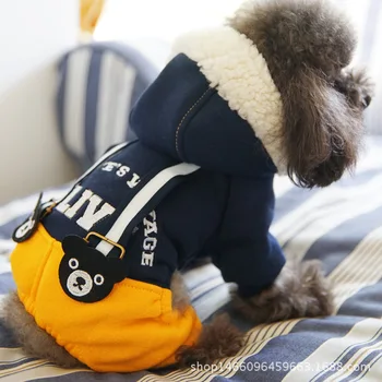Pet pes medvídek pes oblečení Bavlněné Teplé podzimní new chocolate bear kalhoty