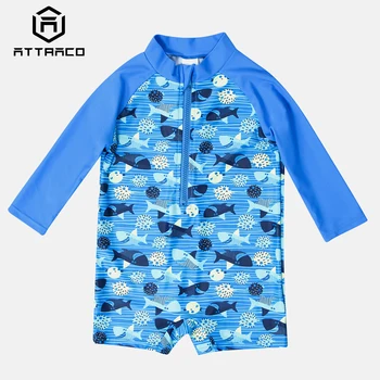 Attraco One-Piece Baby Boy je na Zip Plavky Ryby Tištěné Rashguard Plavky Dětské Dlouhý Rukáv Vyrážka Stráž > UPF 50+ Plážové Oblečení