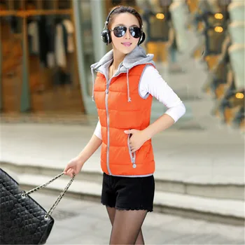 Zimní dolů bavlna vesta ženy krátké slim orange 9 barev, M-3XL plus velikost 2020 podzim nový korejský módní bez rukávů vynosit LR927