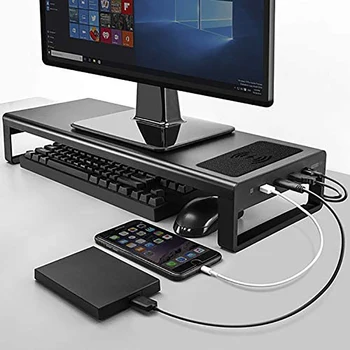 Smart 4 USB3.0 porty Multi-funkce Desktop Monitor Stand Obrazovce Počítače Stoupačky Police Sokl Silný Laptop, TV Stojan, Držák na Stůl