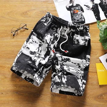 Nové módní tištěné muži bavlněné šortky pánské ležérní šortky stahovací bermudy šortky S-4XL drop shipping ABZ262
