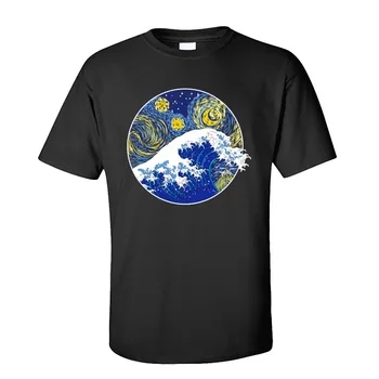 Topy Tričko Pánské Skvělé Hvězdné Wave T Shirt Den Díkůvzdání Krátký Rukáv Bavlna Posádky Krku Pánské T-Shirt Osobní