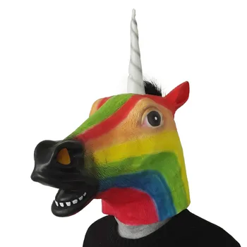 Párty Masky Latex Osel, Zebra, Kůň Duha Unicorn Zvířecí Hlavu Masku Strašidelný Halloween Kostým cosplay Divadlo Prop Novinka