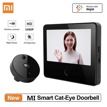 Xiaomi Mijia Smart Cat Eye Video Zvonek 1080P S 5 palců Dotyková Obrazovka Bezdrátové AI Tvář a PIR Detekce Pohybu Práce S Mijia