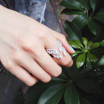 Módní Dámské Šperky Ručně Vyrobené Kubické zirkony motýl křídla upravit snubní prsten pro ženy bijourx