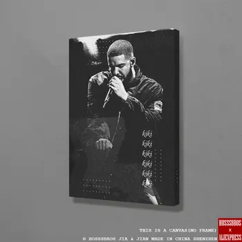 Rapper Drake Plakát Malířství Nástěnné Umění Rámováno Dřevěný Rám Plátno Dospívající domácího Studia Koleji Byt Art Dekorace Potisky