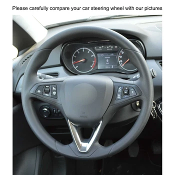Ručně šité Černé PU Umělé Kůže Auta Volant Kryt pro Opel Astra (K) Corsa (E) Crossland X Grandland X Insignie