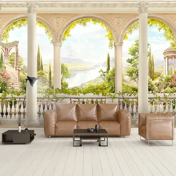 Vlastní Jakékoli Velikosti Evropské Římský Sloup Zahradní Scenérie 3D Nástěnné Tapety Obývací Pokoj, TV Pozadí na Zeď Home Dekor 3D Wall Hadříkem