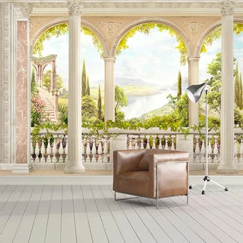 Vlastní Jakékoli Velikosti Evropské Římský Sloup Zahradní Scenérie 3D Nástěnné Tapety Obývací Pokoj, TV Pozadí na Zeď Home Dekor 3D Wall Hadříkem