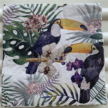 Decoupage svatební vintage ubrousek, papír, elegantní tkáně květina pták Tukan kapesník narozenin krásné ubrousky dekor