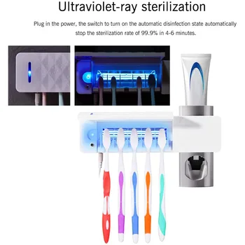 Automatický Dávkovač zubní Pasta Antibakteriální UV Kartáček Držák Sterilizovat Koupelnové Doplňky Držák na Zeď zubní Pasta Sklady