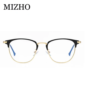 MIZHO 4 BARVA Vysoce Kvalitní Kovové Brýle Rám Muži Oválný Obchodní Paprsky Záření Grey Anti Modré Světlo Brýle Ženy