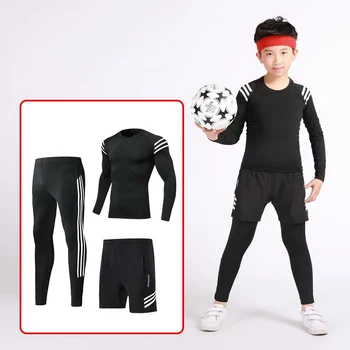 Quick-sušení komprese děti běží 3 kusy / sada sportovní fitness basketbal fotbal školení oblek student oblek